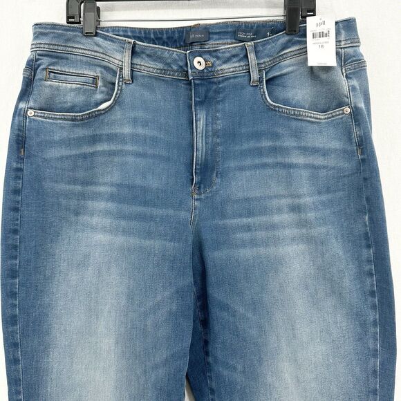 J Jill Jeans Women 18 High Rise Straight Leg Ankle Blue Stretch Denim Cuffed NEW - Picture 3 of 10